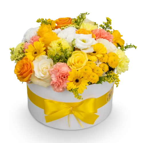 Box of yellow flowers